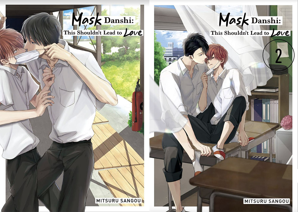 Kahden ensimmäisen pokkarin kannet. Ykköskannessa Saikawa on irrottanut Sayaman maskin toisen korvalenkin ja tunkee pussaamaan Sayamaa seinää vasten. Kakkoskannessa Sayama ja Saikawa istuvat pulpetilla sylikkäin ja Sayama on itse vetämässä maskia alas ja näyttää äksyä naamaa vaikkei selvästi ole tilanteessa vastentahtoisesti. Kahden ensimmäisen pokkarin kannet. Ykköskannessa Saikawa on irrottanut Sayaman maskin toisen korvalenkin ja tunkee pussaamaan Sayamaa seinää vasten. Kakkoskannessa Sayama ja Saikawa istuvat pulpetilla sylikkäin ja Sayama on itse vetämässä maskia alas ja näyttää äksyä naamaa vaikkei selvästi ole tilanteessa vastentahtoisesti.